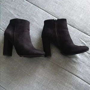 Black block heel booties